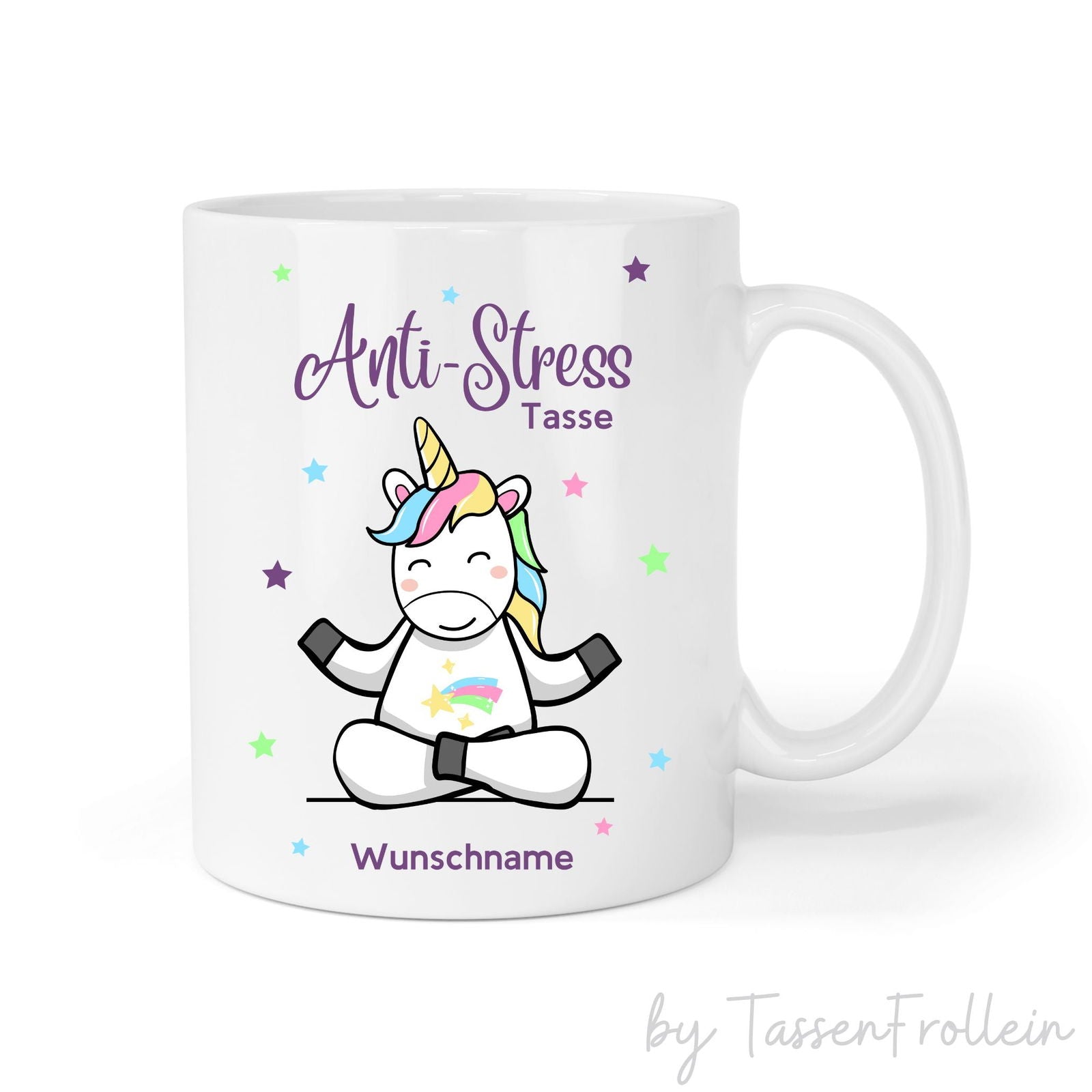 Anti-Stress-Tasse mit süßem Einhorn, personalisiert - TassenFrollein