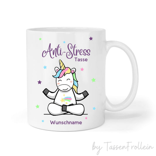 Anti-Stress-Tasse mit süßem Einhorn, personalisiert - TassenFrollein