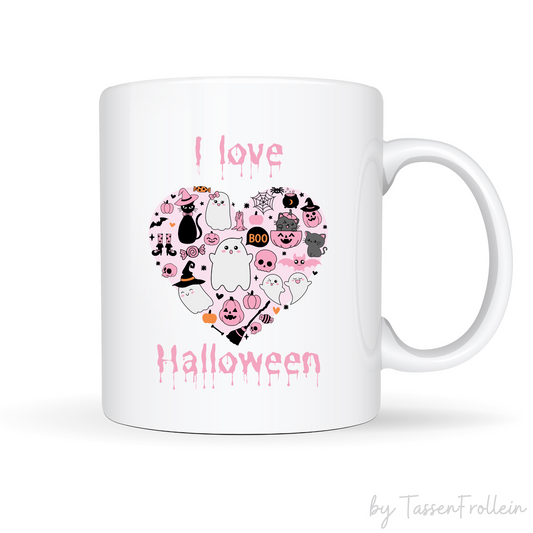 Tasse - "I love Halloween" - Herzform - Halloween-Tasse - TassenFrollein