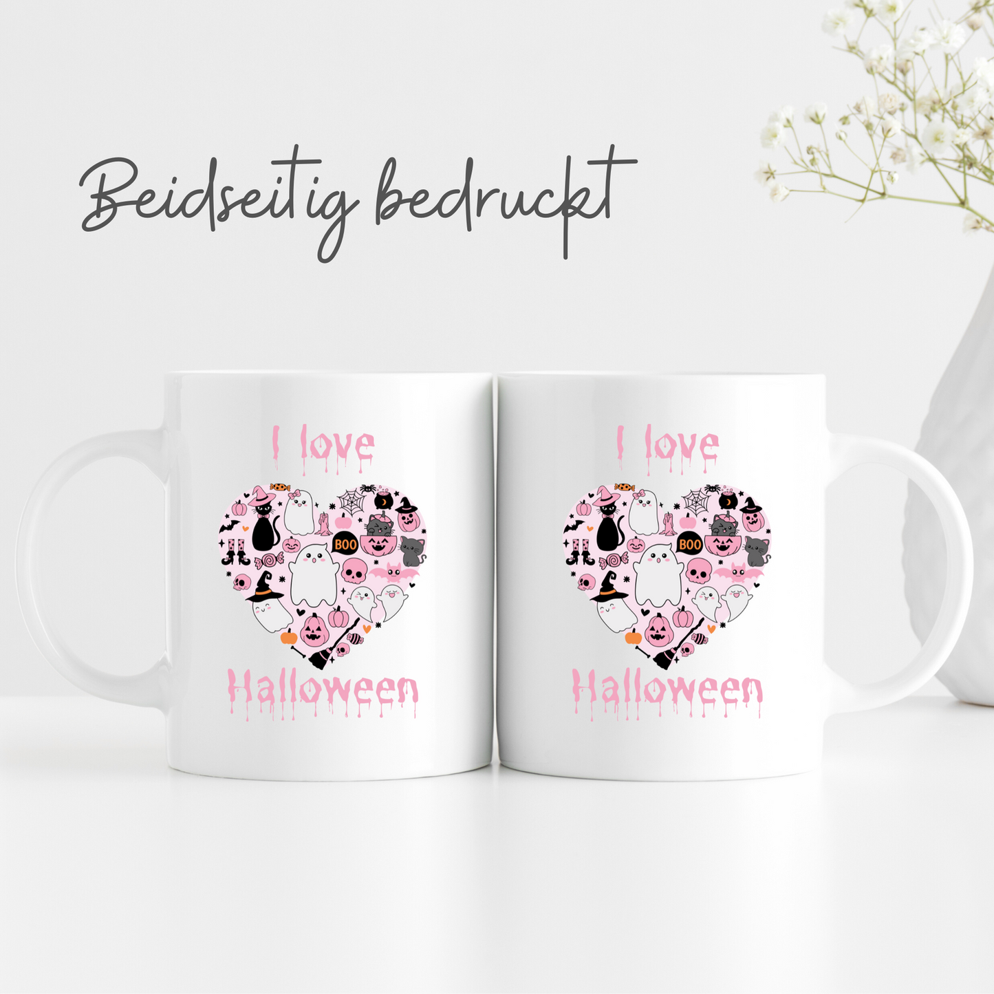 Tasse - "I love Halloween" - Herzform - Halloween-Tasse - TassenFrollein