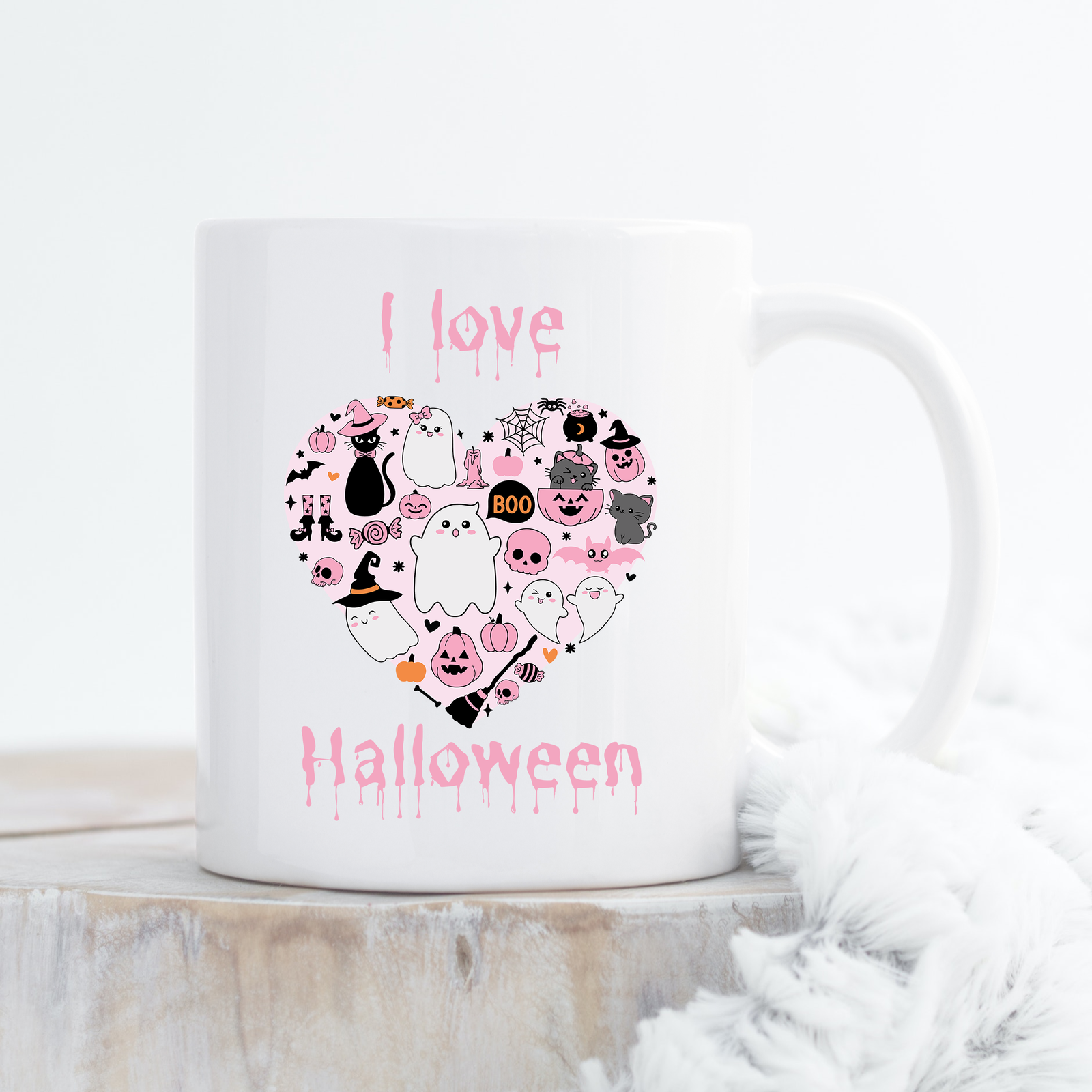 Tasse - "I love Halloween" - Herzform - Halloween-Tasse - TassenFrollein