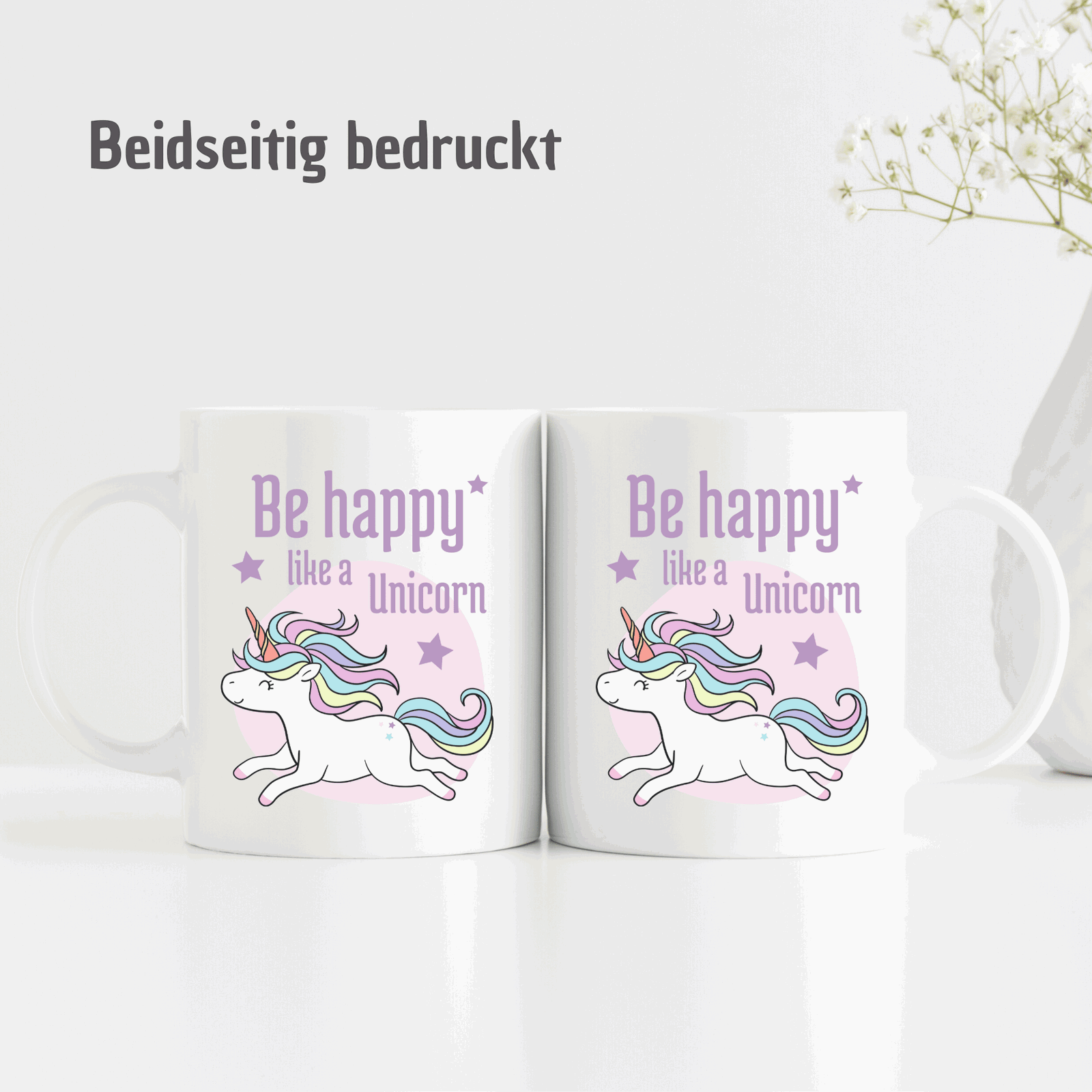 Tasse "Be happy like a Unicorn" - Einhorn-Tasse - TassenFrollein