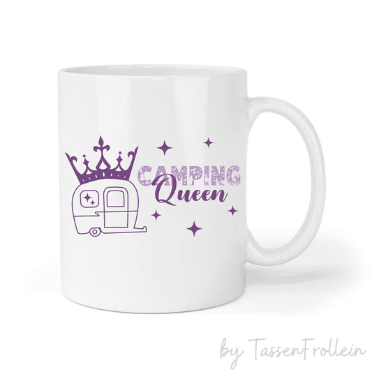 Tasse "Camping Queen" - mit Wohnwagen und Krönchen - TassenFrollein