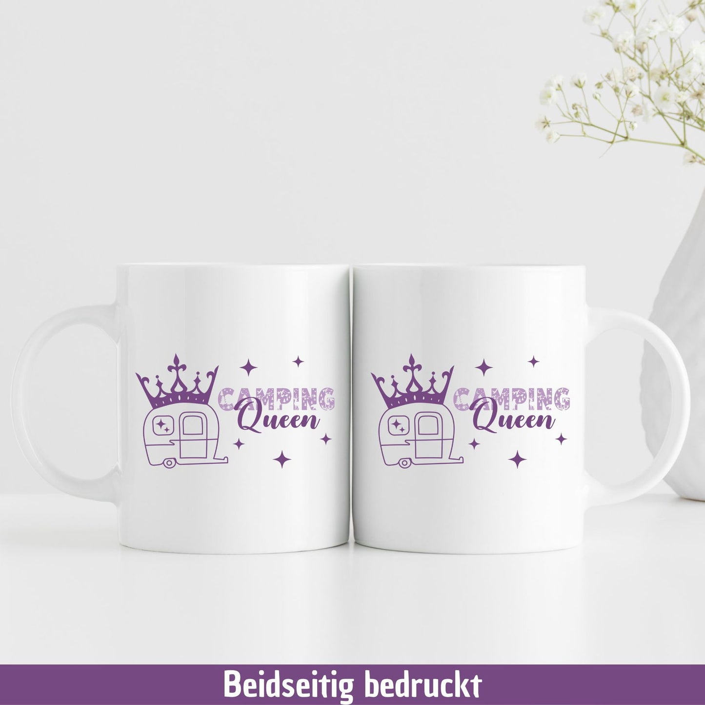 Tasse "Camping Queen" - mit Wohnwagen und Krönchen - TassenFrollein