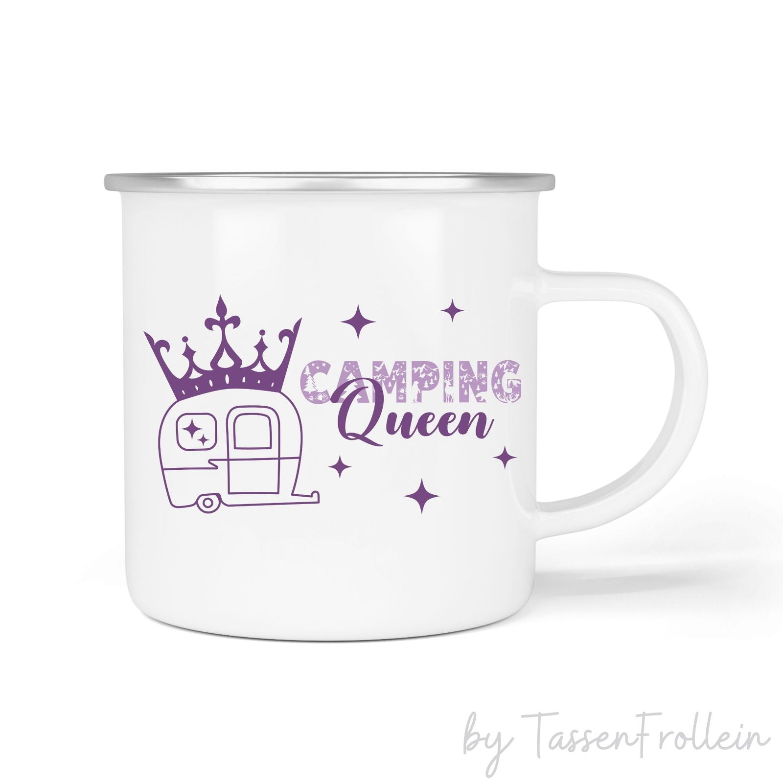 Tasse "Camping Queen" - mit Wohnwagen und Krönchen - TassenFrollein