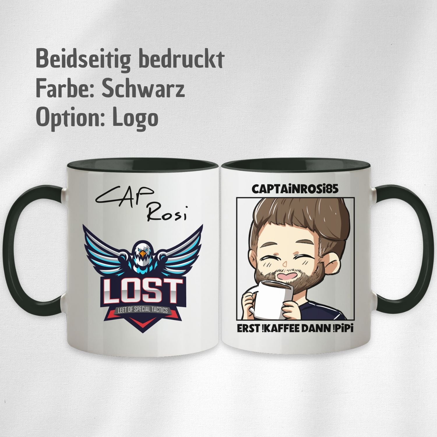 Tasse CaptainRosi85 "Erst !kaffee dann !pipi" - Streamer Merch - TassenFrollein