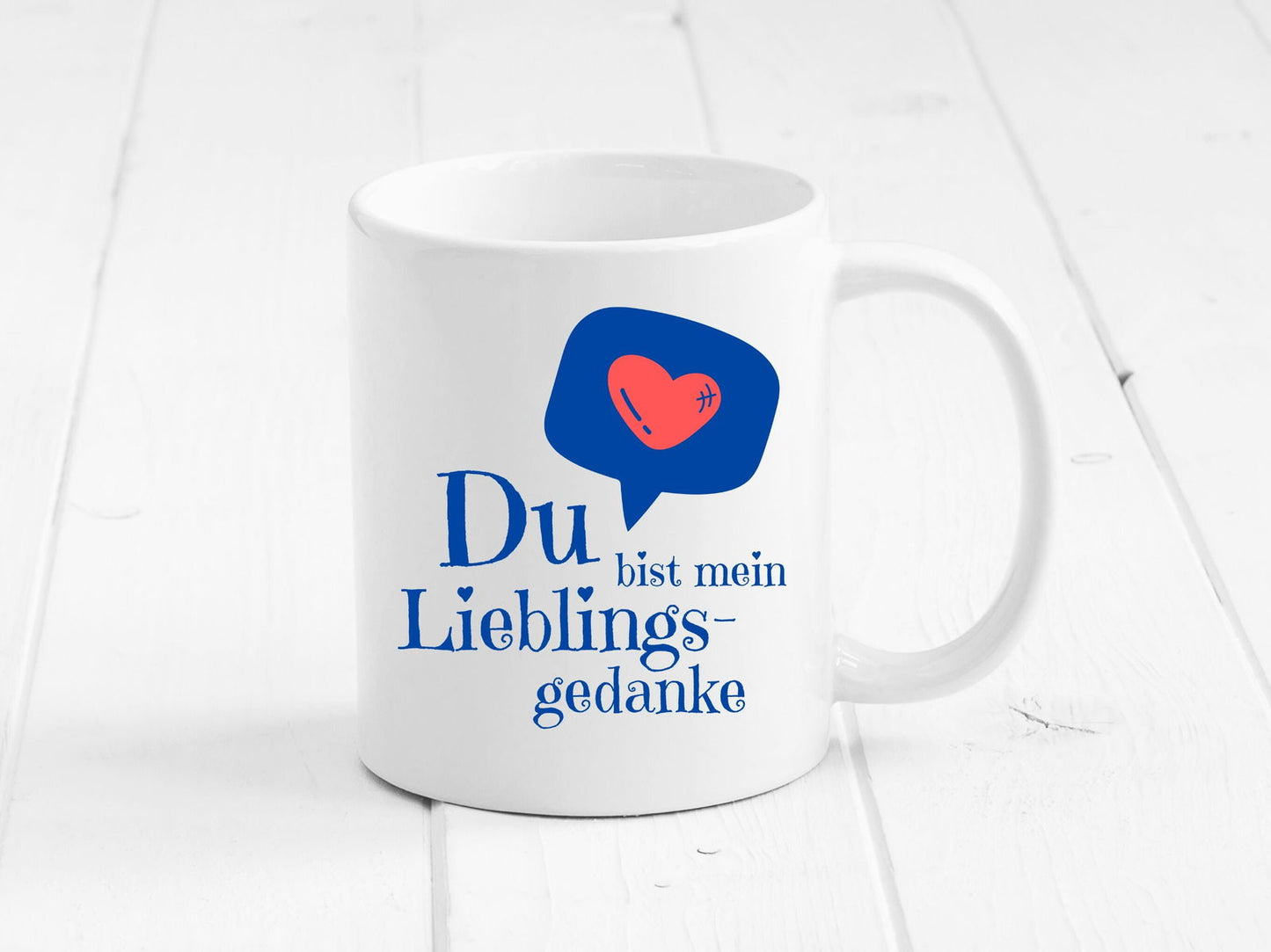 Tasse "Du bist mein Lieblingsgedanke" - blauer Schriftzug - TassenFrollein