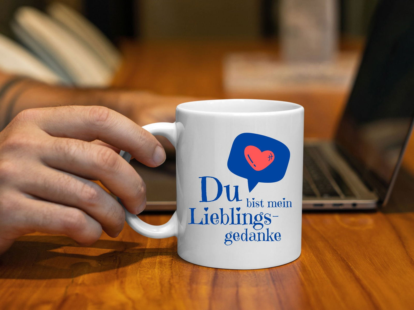 Tasse "Du bist mein Lieblingsgedanke" - blauer Schriftzug - TassenFrollein