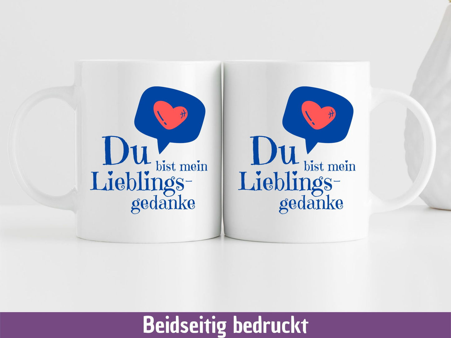 Tasse "Du bist mein Lieblingsgedanke" - blauer Schriftzug - TassenFrollein