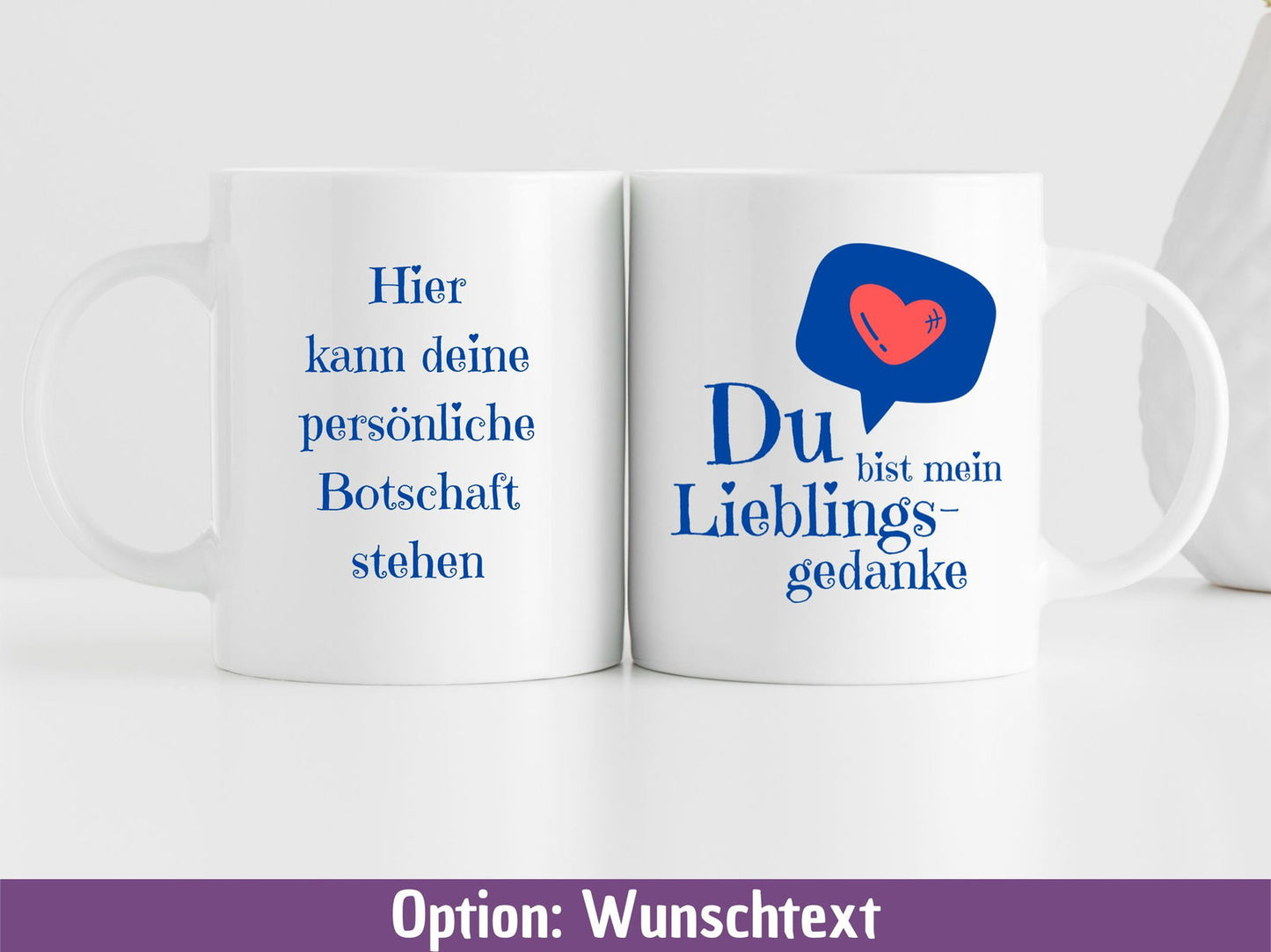 Tasse "Du bist mein Lieblingsgedanke" - blauer Schriftzug - TassenFrollein
