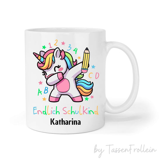 Tasse "Endlich Schulkind" mit Einhorn - TassenFrollein
