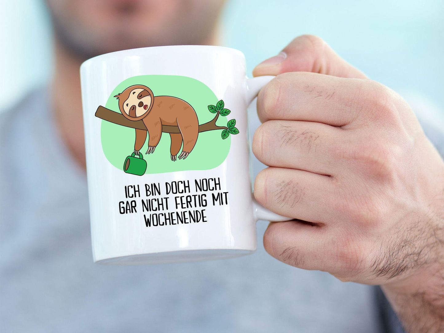 Tasse Faultier "Ich bin doch noch gar nicht fertig mit Wochenende" - TassenFrollein