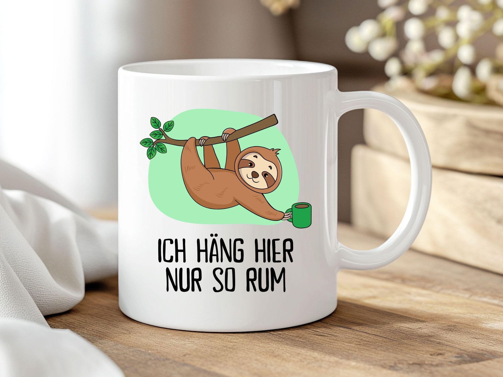 Tasse Faultier "Ich häng hier nur so rum" - TassenFrollein