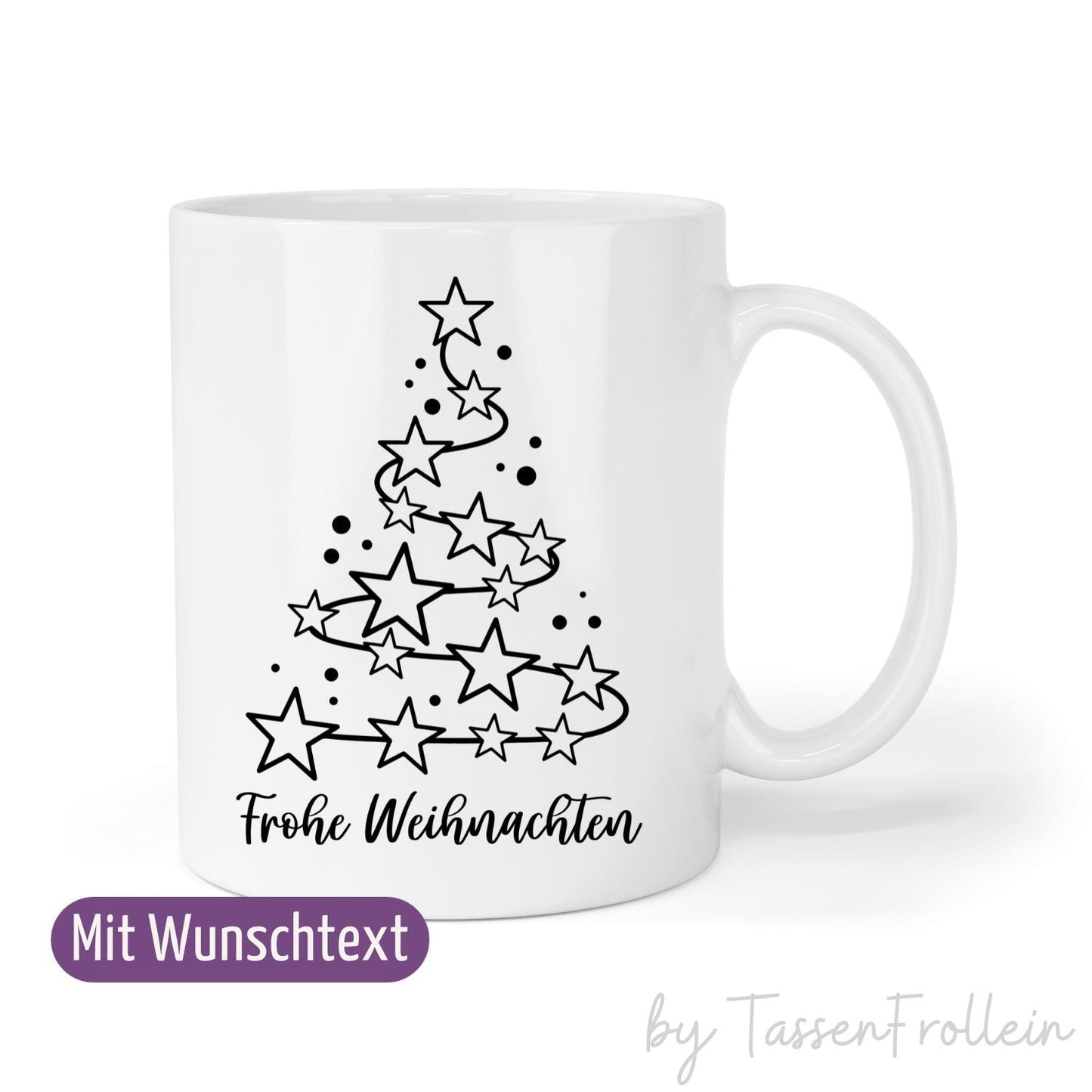 Tasse "Frohe Weihnachten" - Weihnachtsbaum mit Sternen - TassenFrollein
