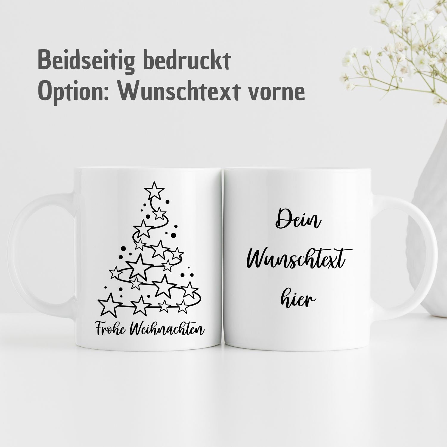 Tasse "Frohe Weihnachten" - Weihnachtsbaum mit Sternen - TassenFrollein
