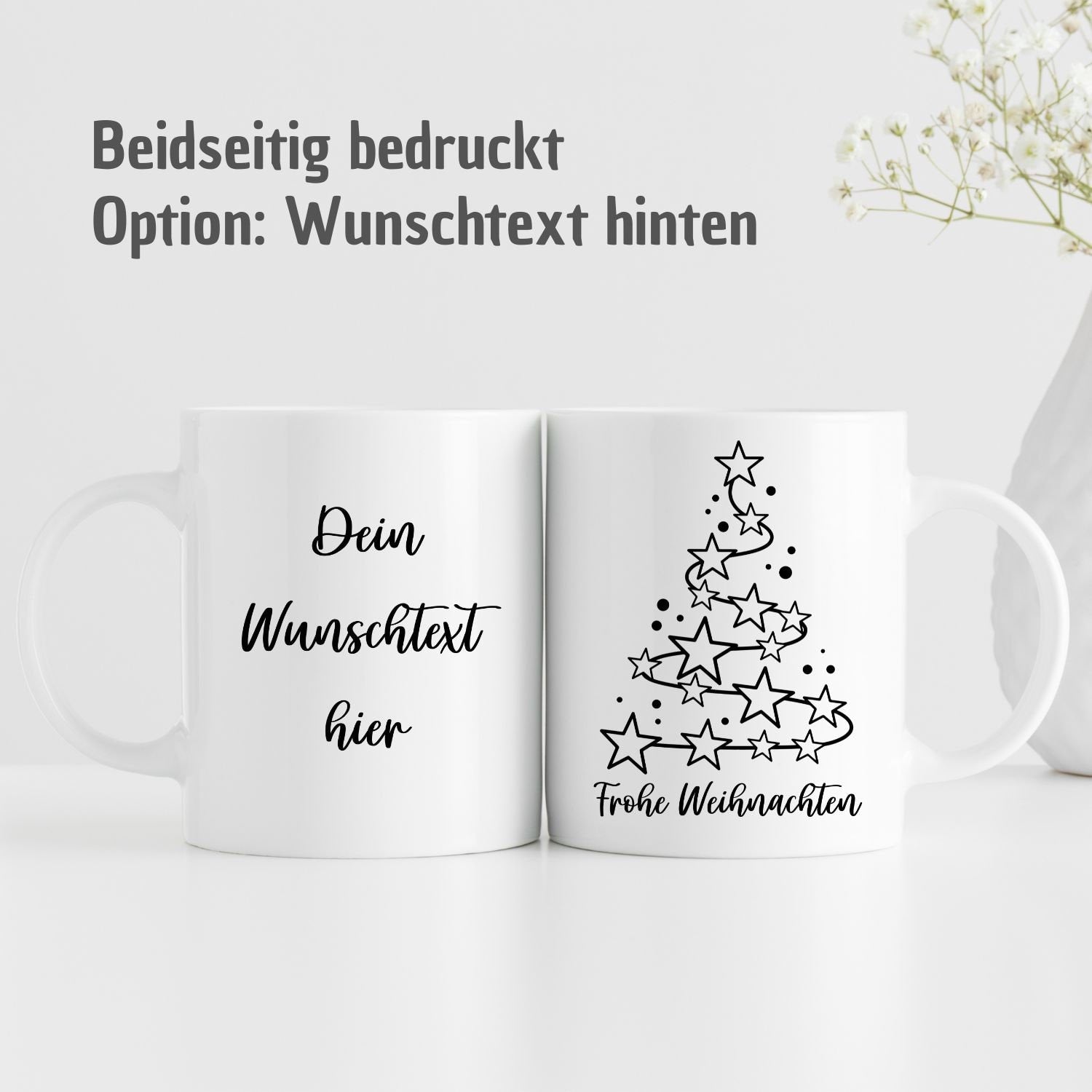 Tasse "Frohe Weihnachten" - Weihnachtsbaum mit Sternen - TassenFrollein