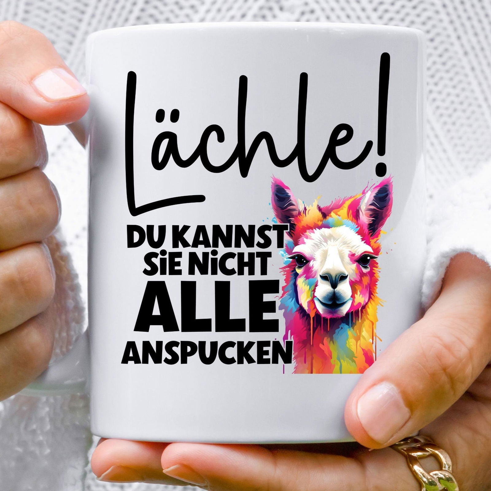 Tasse "Lächle! Du kannst sie nicht alle anspucken" - TassenFrollein