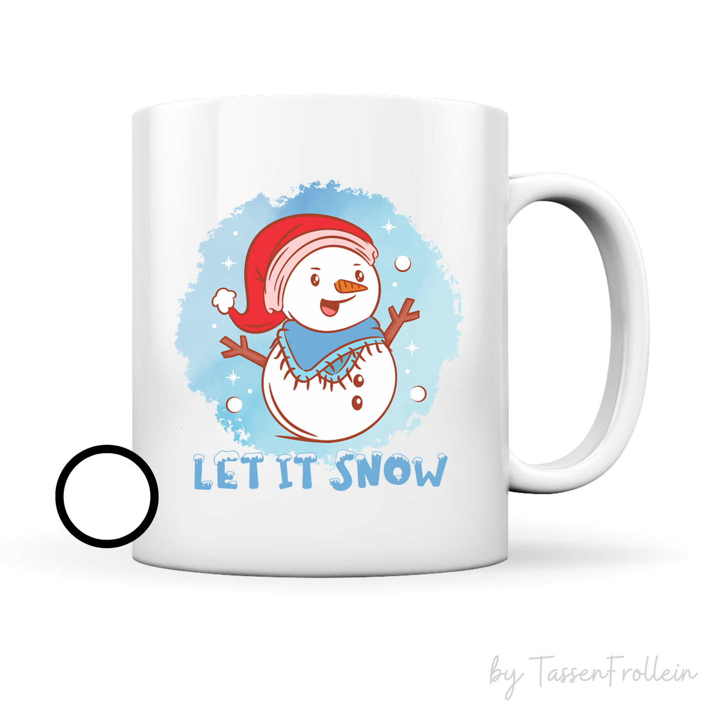 Tasse "Let it Snow" - niedlicher Schneemann - blauer Hintergrund - TassenFrollein