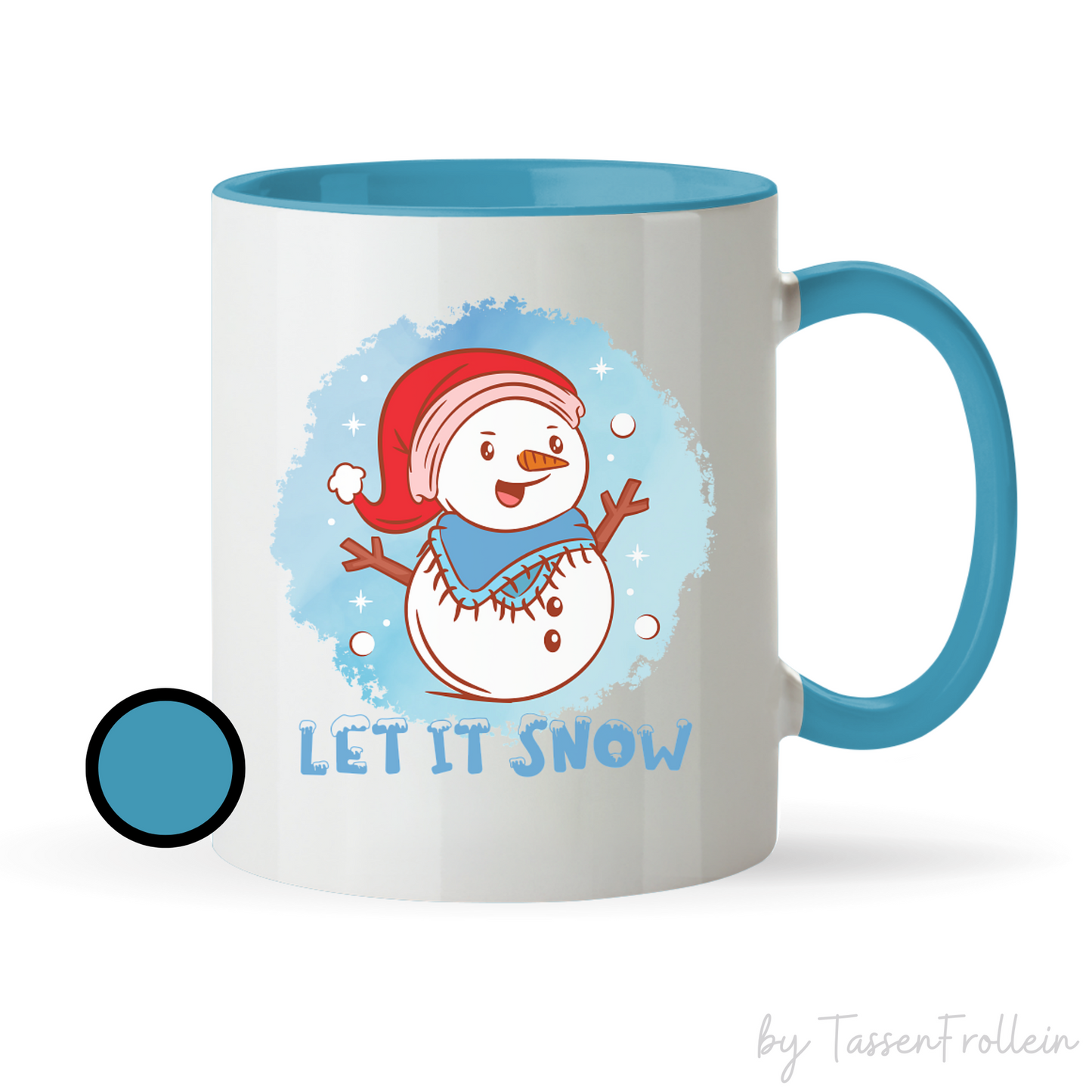 Tasse "Let it Snow" - niedlicher Schneemann - blauer Hintergrund - TassenFrollein