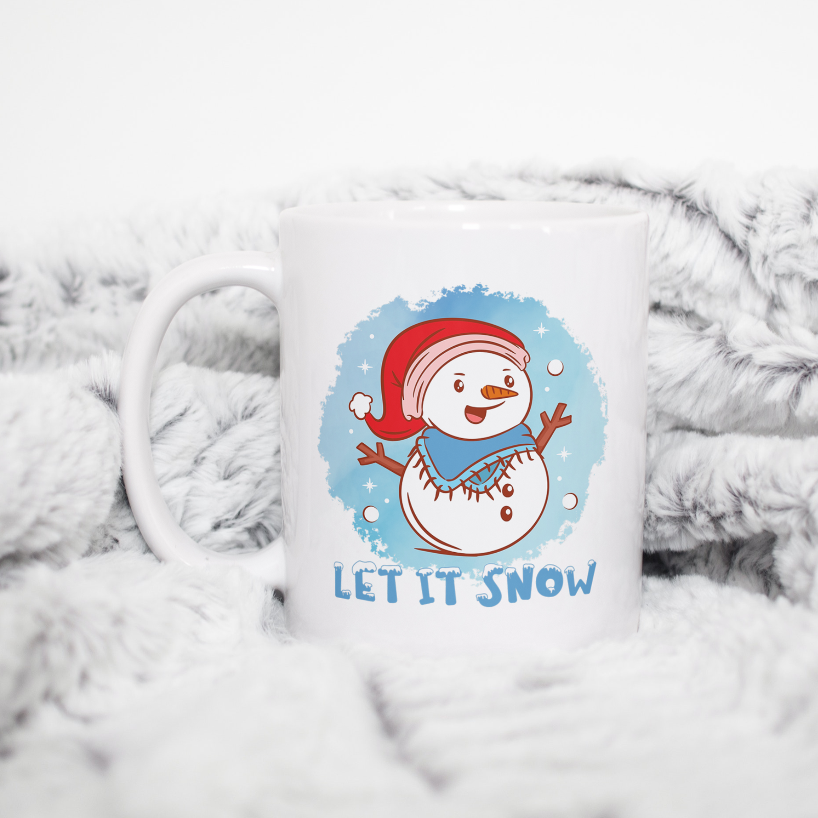 Tasse "Let it Snow" - niedlicher Schneemann - blauer Hintergrund - TassenFrollein