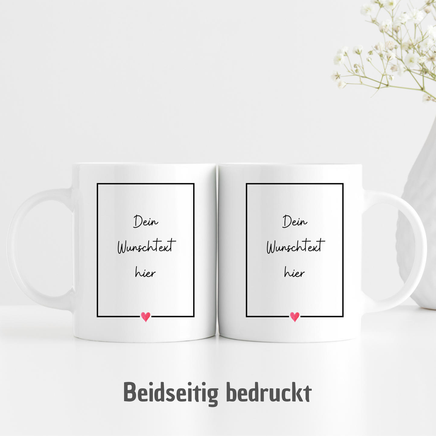 Tasse "Schwarzer Rahmen mit kleinem Herz" - personalisierbar mit deinem Wunschtext - TassenFrollein