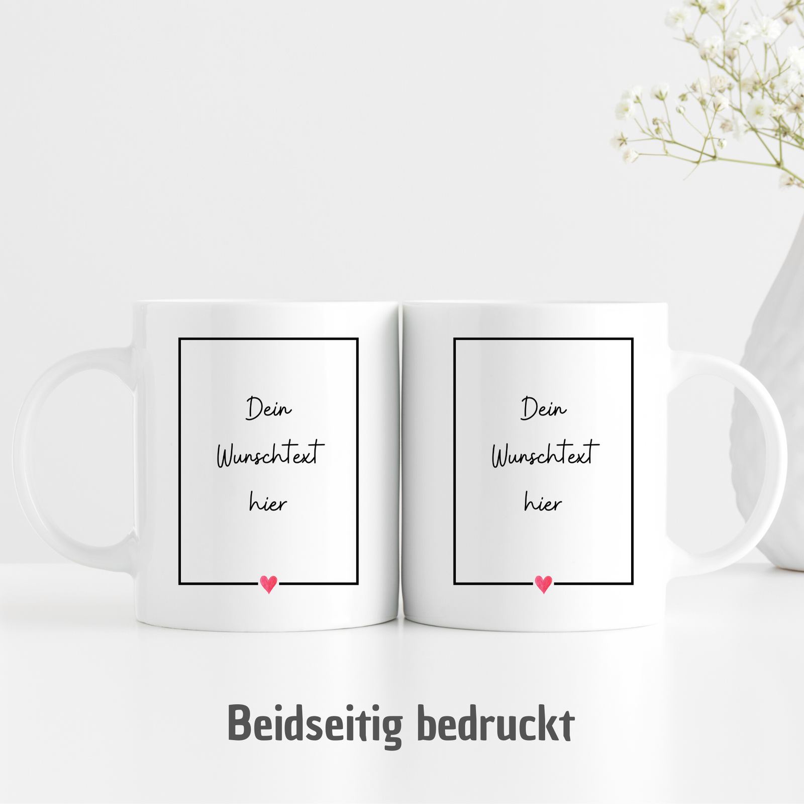 Tasse "Schwarzer Rahmen mit kleinem Herz" - personalisierbar mit deinem Wunschtext - TassenFrollein