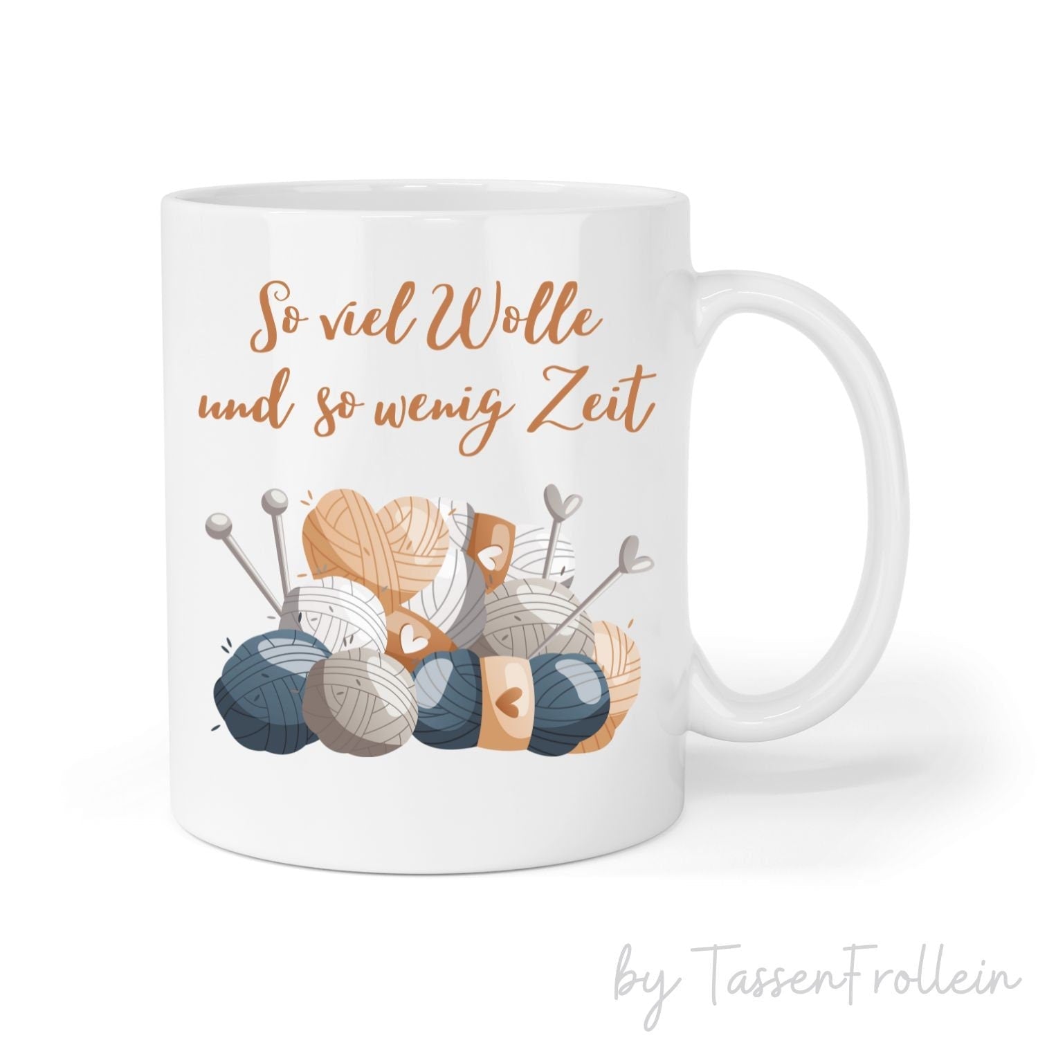 Tasse "So viel Wolle und so wenig Zeit" - Wollknäuel Motiv - TassenFrollein