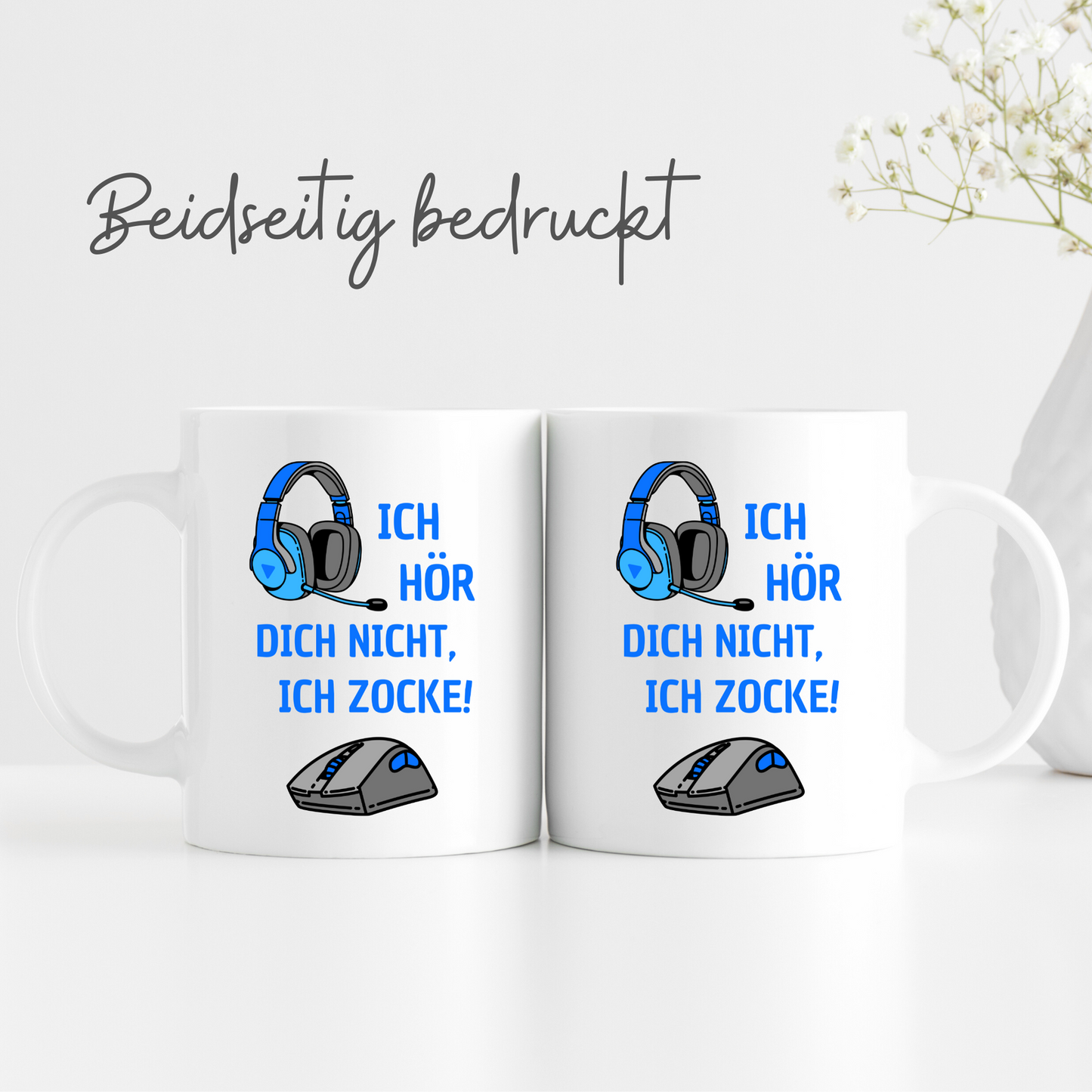 Tasse für Gamer - Ich hör dich nicht, ich zocke! - blau - TassenFrollein