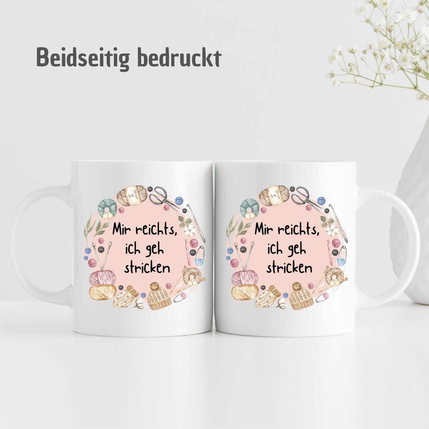 Tasse mit Spruch "Mir reichts ich geh stricken" - TassenFrollein
