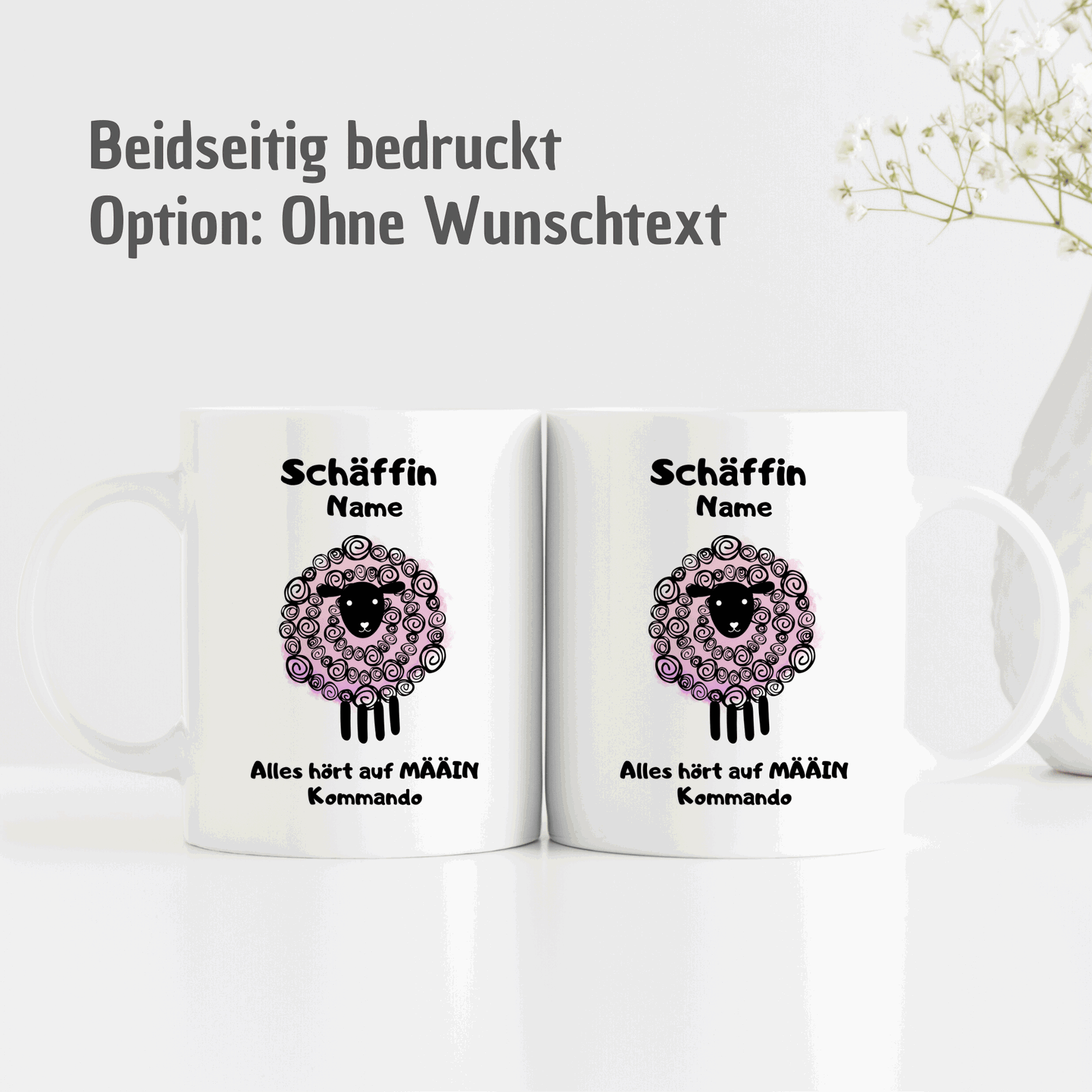 Tasse mit Spruch "Schäffin - Alles hört auf MÄÄIN Kommando" - personalisierbar mit Namen und Wunschtext - TassenFrollein