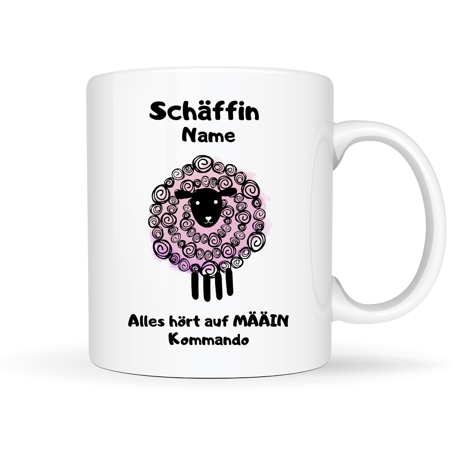 Tasse mit Spruch "Schäffin - Alles hört auf MÄÄIN Kommando" - personalisierbar mit Namen und Wunschtext - TassenFrollein