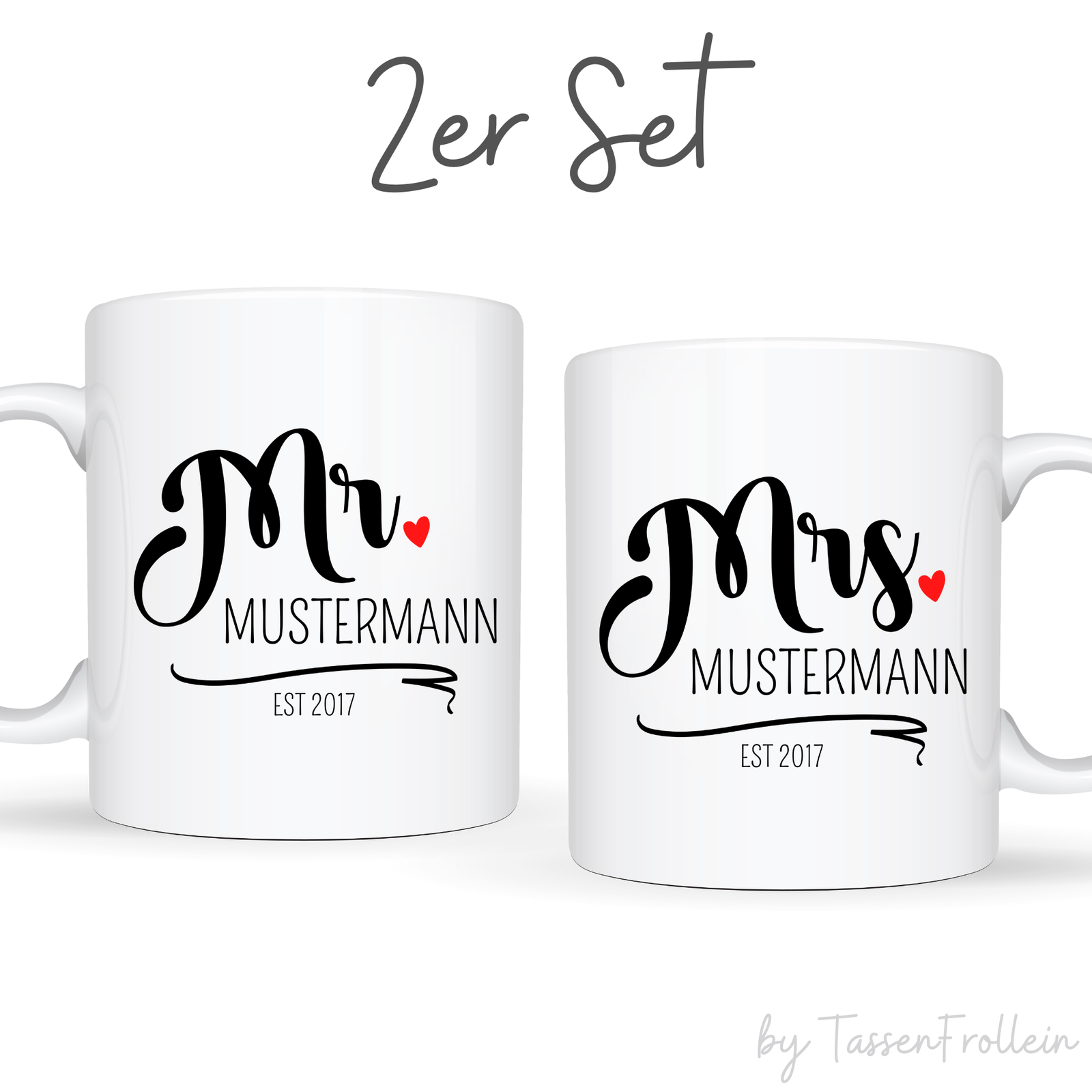 Tassen-Set "Mr. & Mrs." - personalisiert mit Namen - verschiedene Optionen - TassenFrollein