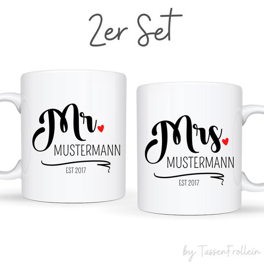 Tassen-Set "Mr. & Mrs." - personalisiert mit Namen - verschiedene Optionen - TassenFrollein
