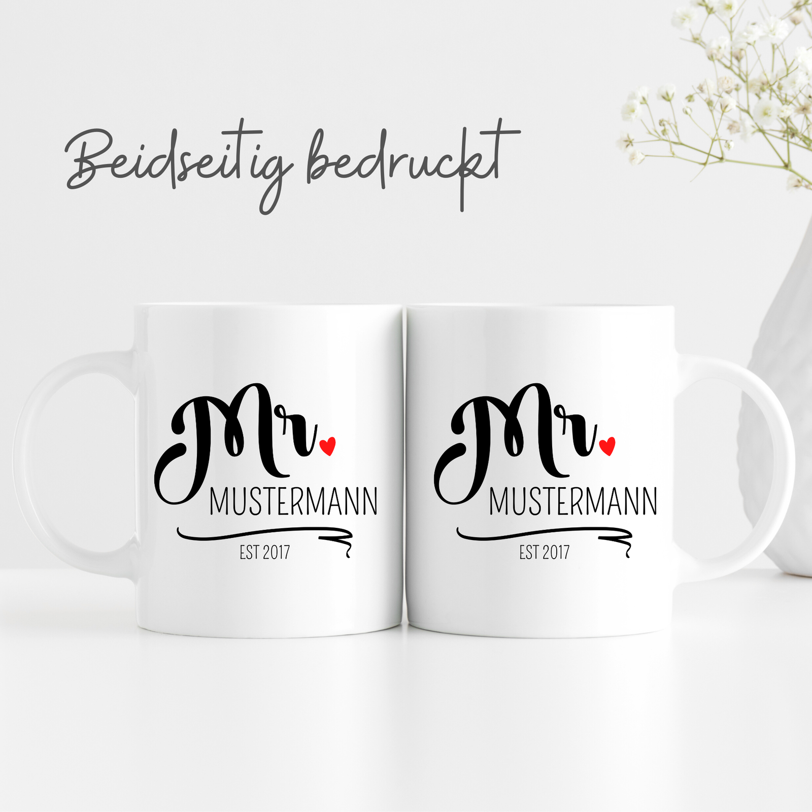 Tassen-Set "Mr. & Mrs." - personalisiert mit Namen - verschiedene Optionen - TassenFrollein