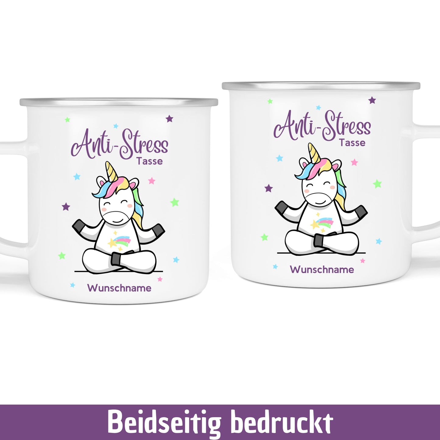 Anti-Stress-Tasse mit süßem Einhorn, personalisiert