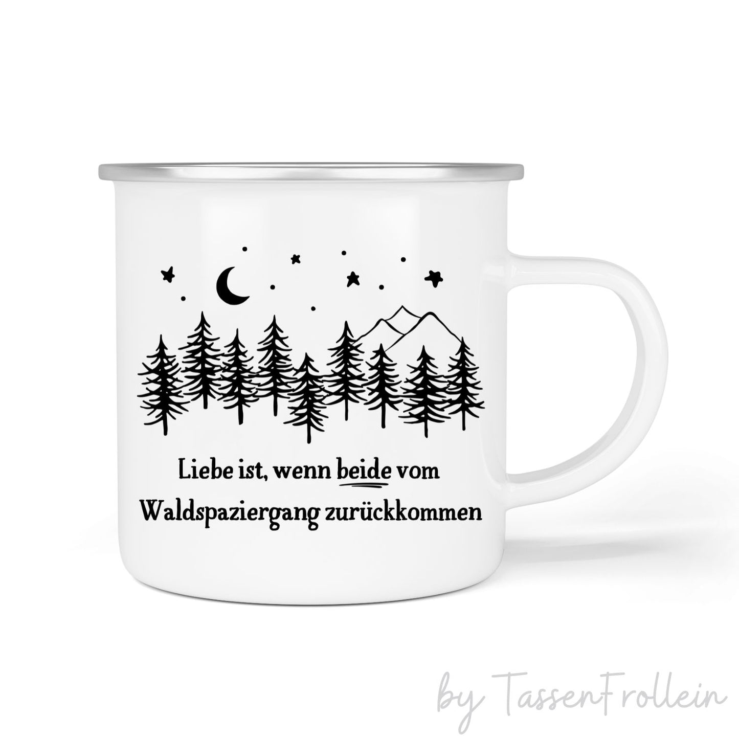 Tasse "Liebe ist, wenn beide vom Waldspaziergang zurückkommen" - Lustige Spruch Tasse für Verliebte
