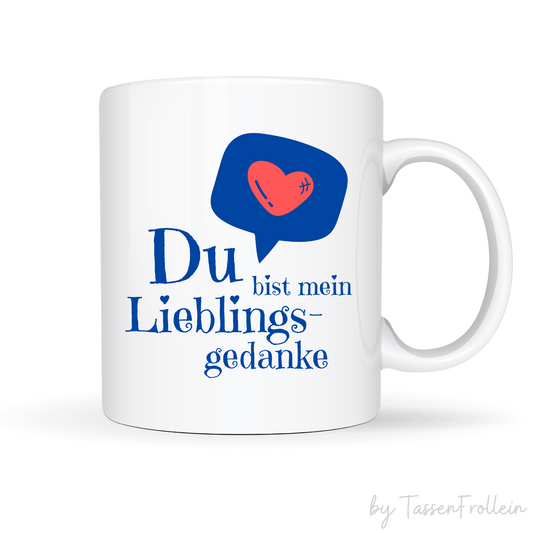 Tasse "Du bist mein Lieblingsgedanke" - blauer Schriftzug